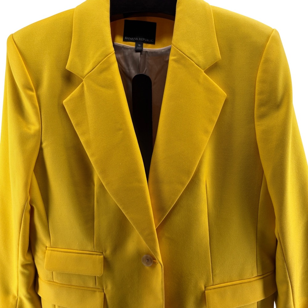 Banana‎ Republic Long Wool Sculptural Blazer Yellow Single Button 18 Trending - Picture 2 of 11